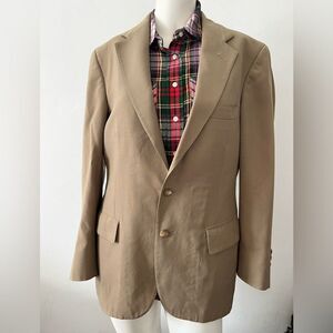 Vtg USA Polo University Club Ralph Lauren sport coat blazer 40 tan beige Office